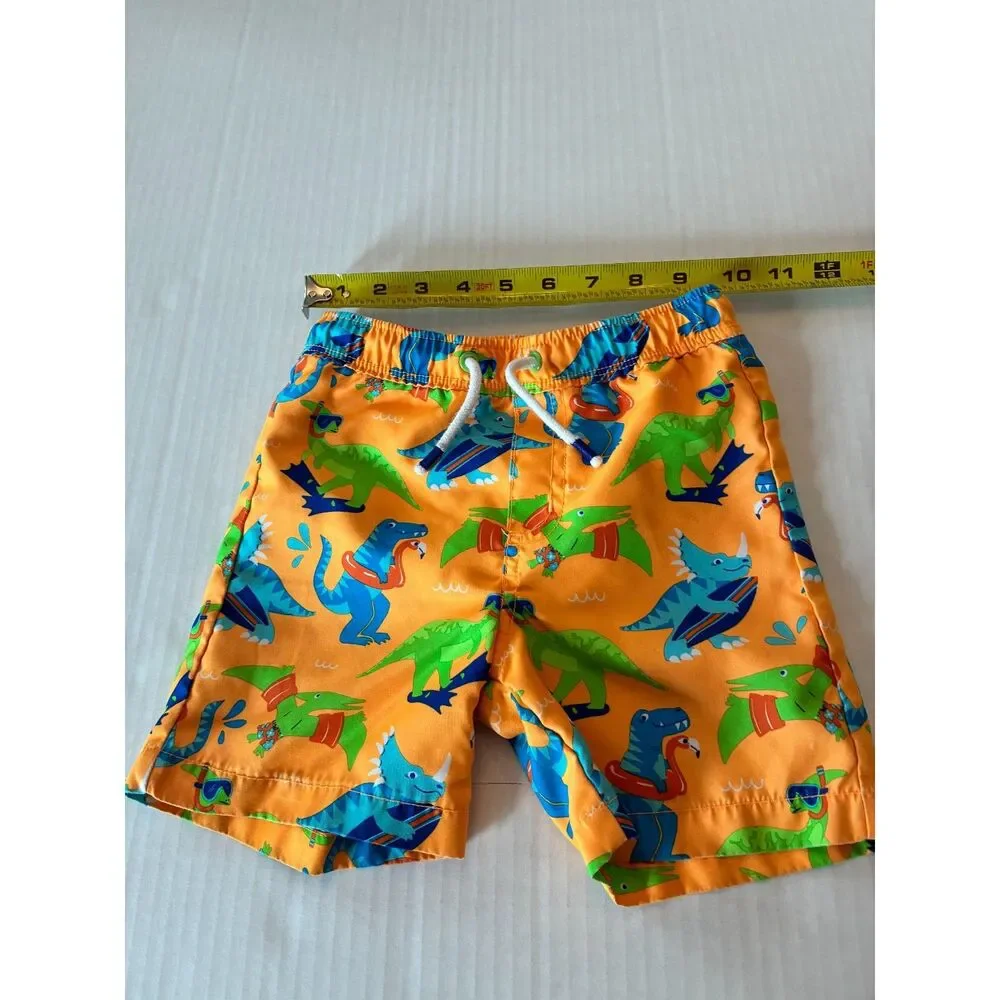 Gymboree Boys 5T Dinosaur Swim Trunks Orange Surfing Dino Board Shorts